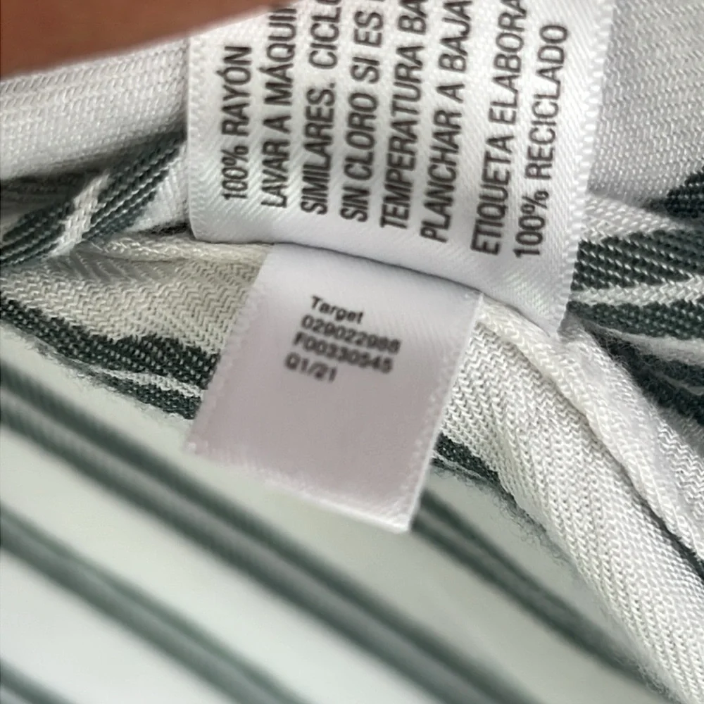 Isabel Maternity by Ingrid & Isabel Green and White Striped Tie Shirt Sz xs